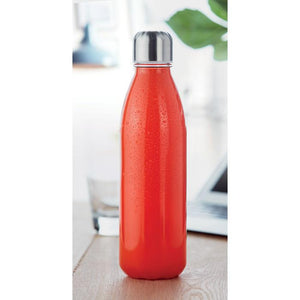 Promotivna staklena boca s metalnim čepom, 650ml, narančaste boje, za tisak loga | Poslovni pokloni