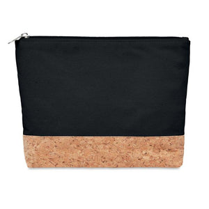 Promotivna kozmetička torbica od pamuka i pluta, crne boje | Poslovni pokloni