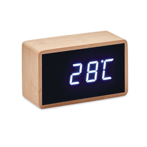 Eko poslovni pokloni | Reklamni LED sat s budilicom u kućištu od bambusa