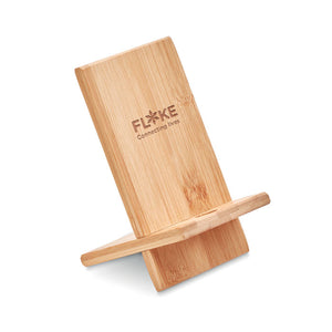 Eko poslovni pokloni | Promo eko stalak za mobitel od bambusa, s laserskom gravurom loga