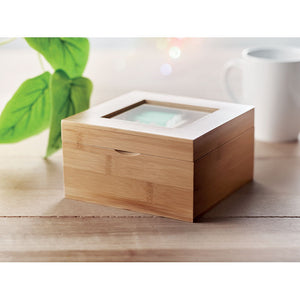 Eko poslovni pokloni | Promotivna kutija za čaj od bambusa, smeđe boje
