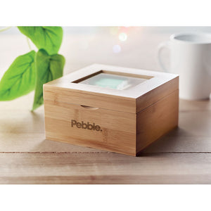 Eko poslovni pokloni | Promotivna kutija za čaj od bambusa, s laserskom gravurom loga
