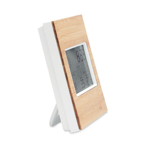 Eko poslovni pokloni | Promo vremenska stanica u kućištu od bambusa, bočna strana