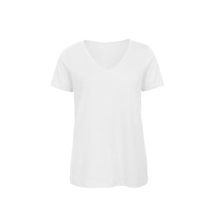 Eko poslovni pokloni | Promotivna ženska t-shirt V-izrez majica od organskog pamuka, 140gsm, bijele boje