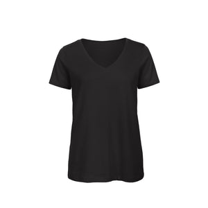 Eko poslovni pokloni | Promotivna ženska t-shirt V-izrez majica od organskog pamuka, 140gsm, crne boje