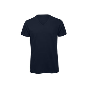 Eko poslovni pokloni | Promotivna muška t-shirt V-izrez majica od organskog pamuka, 140gsm, navy plave boje