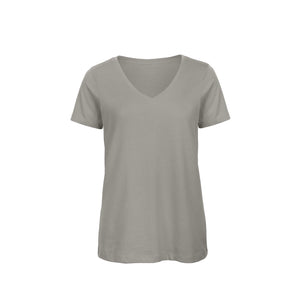 Eko poslovni pokloni | Promotivna ženska t-shirt V-izrez majica od organskog pamuka, 140gsm, svjetlosive boje