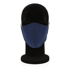 Eko poslovni pokloni | Promotivna dvoslojna pamučna maska za lice s podesivim vezicama, plave boje, za tisak loga