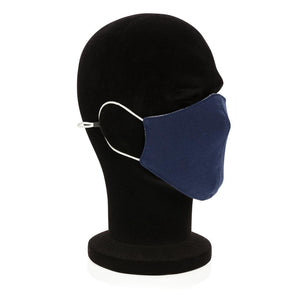 Eko poslovni pokloni | Reklamna dvoslojna pamučna maska za lice s podesivim vezicama, plave boje