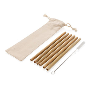 Promotivne slamke od bambusa za višekratnu upotrebu, 6 komada | Poslovni pokloni