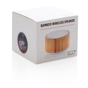 Promotivni bežični zvučnik od bambusa s ambijentalnim svjetlom, u poklon pakiranju | Poslovni pokloni