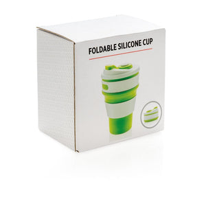 Promotivna sklopiva silikonska šalica, 350ml, zelene boje, u poklon pakiranju | Poslovni pokloni