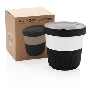 Reklamna coffe to go šalica od PLA biorazgradive plastike crne boje | Poslovni pokloni | Promo pokloni