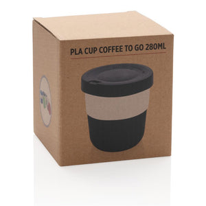 Promotivna coffe to go šalica od PLA biorazgradive plastike crne boje u poklon kutiji | Poslovni pokloni | Promo pokloni