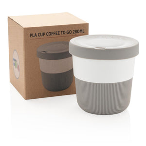 Promidžbena coffe to go šalica od PLA biorazgradive plastike sive boje | Poslovni pokloni | Promo pokloni