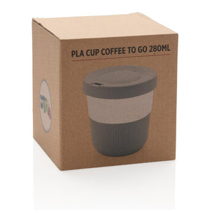 Promotivna coffe to go šalica od PLA biorazgradive plastike sive boje u poklon kutiji | Poslovni pokloni | Promo pokloni