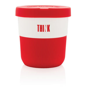 Promotivna coffe to go šalica od PLA biorazgradive plastike crvene boje za tisak logotipa | Poslovni pokloni | Promo pokloni