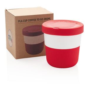 Reklamna coffe to go šalica od PLA biorazgradive plastike crvene boje | Poslovni pokloni | Promo pokloni