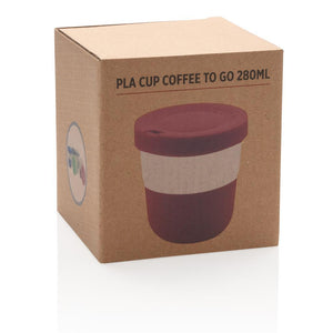 Promotivna coffe to go šalica od PLA biorazgradive plastike crvene boje u poklon kutiji | Poslovni pokloni | Promo pokloni