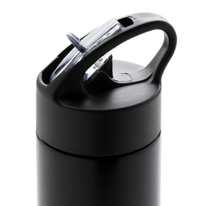 Promotivna boca sa slamkom Sport, 500ml, crne boje, izbliza slamka | Poslovni pokloni
