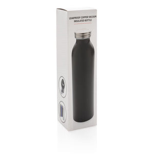 Promidžbena nepropusna vakuumska  boca izolirana bakrom srebrna crne boje u poklon kutiji | Poslovni pokloni | Promo pokloni | Reklamni pokloni