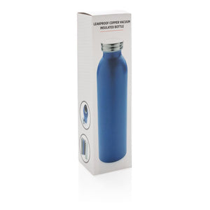 Promotivna nepropusna vakuumska  boca izolirana bakrom plave boje u poklon kutiji | Poslovni pokloni | Promo pokloni