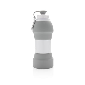 Reklamna sklopiva silikonska sportska boca, 580ml, sive boje, za tisak loga | Poslovni pokloni