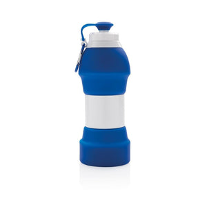 Promidžbena sklopiva silikonska sportska boca, 580ml, plave boje | Poslovni pokloni