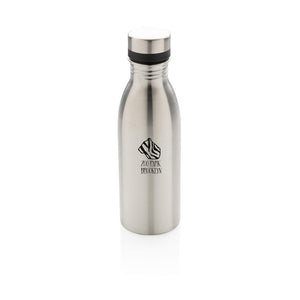 Promotivna deluxe metalna boca za vodu, 500ml, srebrne boje, s tiskom loga | Poslovni pokloni