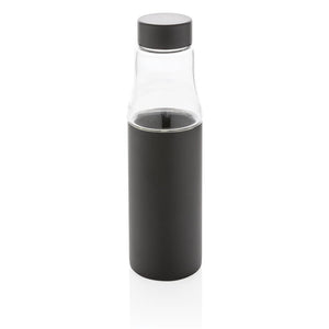 Eko poslovni pokloni | Promotivna vakuumski izolirana eko staklena boca, 500ml, crne boje