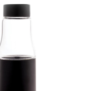 Eko poslovni pokloni | Promotivna vakuumski izolirana eko staklena boca, 500ml, crne boje