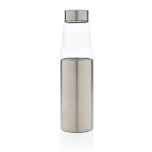 Eko poslovni pokloni | Promotivna vakuumski izolirana eko staklena boca, 500ml, srebrne boje, za tisak loga