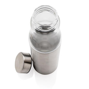 Eko poslovni pokloni | Promidžbena vakuumski izolirana eko staklena boca, 500ml, srebrne boje