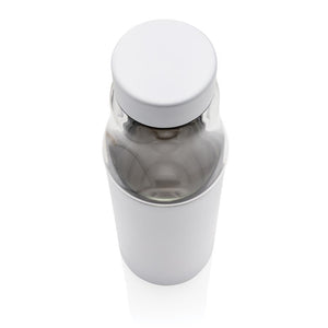 Eko poslovni pokloni | Reklamna vakuumski izolirana eko staklena boca, 500ml, bijele boje
