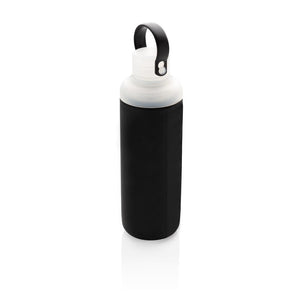 Promotivna staklena boca sa silikonskom navlakom, 500ml, crne boje | Poslovni pokloni