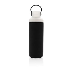Reklamna staklena boca sa silikonskom navlakom, 500ml, crne boje | Poslovni pokloni