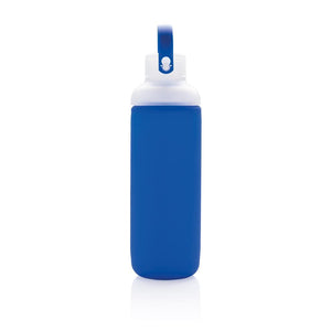 Promidžbena staklena boca sa silikonskom navlakom, 500ml, plave boje | Poslovni pokloni