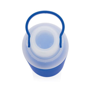 Promotivna staklena boca sa silikonskom navlakom, 500ml, plave boje | Poslovni pokloni i reklamni proizvodi za tisak loga