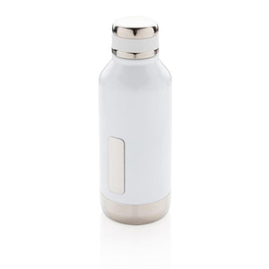 Nepropusna promotivna termos boca s metalnom pločicom za logo, 500ml, bijele boje | Poslovni pokloni
