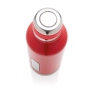 Nepropusna promotivna termos boca s metalnom pločicom za logo, 500ml, crvene boje | Poslovni pokloni i reklamni materijali za tisak loga