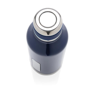 Nepropusna promotivna termos boca s metalnom pločicom za logo, 500ml, plave boje, za tisak loga | Poslovni pokloni