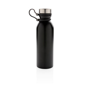 Reklamna boca s vakuumskom bakrenom izolacijom, 600ml, crne boje | Poslovni pokloni