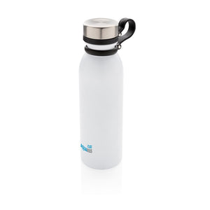 Promotivna boca s vakuumskom bakrenom izolacijom, 600ml, bijele boje, s tiskom loga | Poslovni pokloni