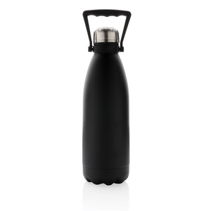 Eko poslovni pokloni | Velika promotivna čelična termos boca, 1,5L, crne boje