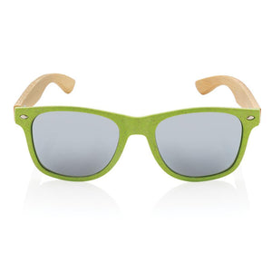 Reklamne sunčane naočale od bambusa i slamnatog materijala, zelene boje | Poslovni pokloni