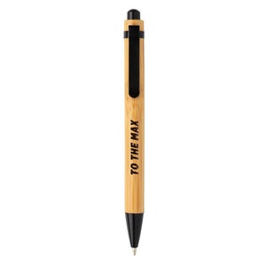 Promotivna kemijska olovka od bambusa Bamboo, crne boje, s tiskom loga | Poslovni pokloni