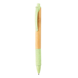 Promotivna kemijska olovka od bambusa i vlakana slame zelene boje | Poslovni pokloni