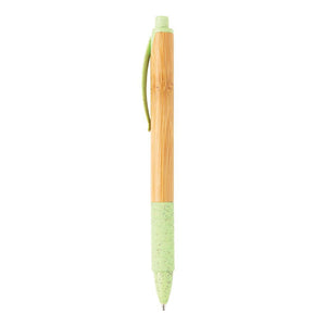 Promotivna kemijska olovka od bambusa i vlakana slame zelene boje | Poslovni pokloni | Promo pokloni