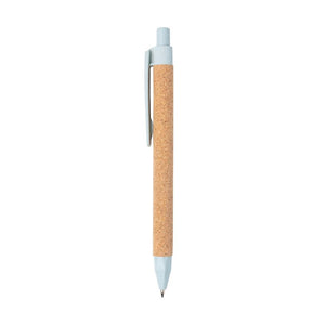 Reklamna kemijska olovka od eko materijala, plave boje, s tiskom loga | Poslovni pokloni