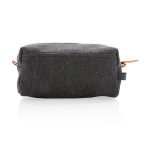 Promotivna platnena luksuzna kozmetička torbica bez PVC-a, crne boje, za tisak loga | Poslovni pokloni